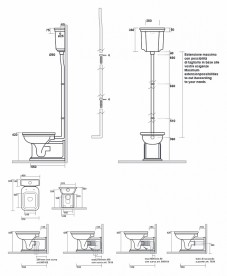 Зливний бачок для унітазу високий Kerasan Waldorf без верхньої кришки чорний глянсовий 418004