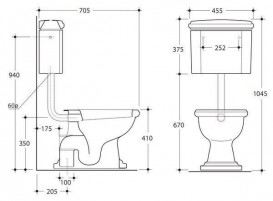 Зливний бачок підвісний для унітазу низький Kerasan Retro прямокутний білий 108201