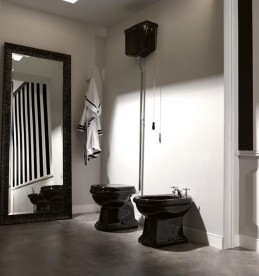 Сливной бачок подвесной для унитаза высокий Kerasan Retro прямоугольный чёрный 108004