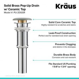 Сливной клапан для раковины Kraus серый PU-20GGR