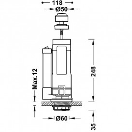 Зливний механізм для бачка унітазу Tres одинарний змив із кнопкою 25477012