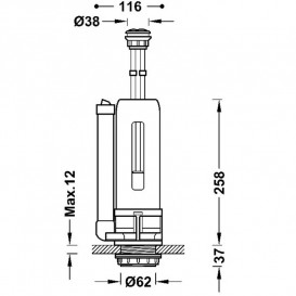 Сливной механизм для бачка унитаза Tres двойной смыв с кнопкой хром 25477005