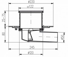 Зливний трап для балконів і терас МСН бічний стік з гратами 381A