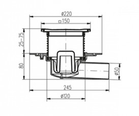 Зливний трап для балконів і терас МСН бічний стік з гратами 381E