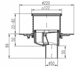 Сливной трап для балконов и террас МСН прямой сток с решеткой 384A