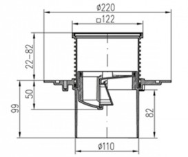 Зливний трап для балконів і терас МСН прямий стік з гратами MCH 386A