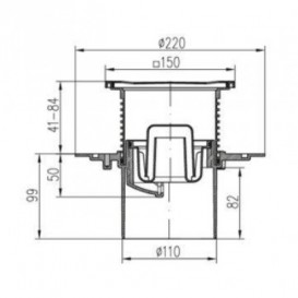 Зливний трап для балконів і терас МСН прямий стік з гратами 386E