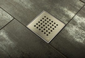 Зливний трап для балконів і терас МСН прямий стік з дизайнерської гратами Квадрати G 384 NA