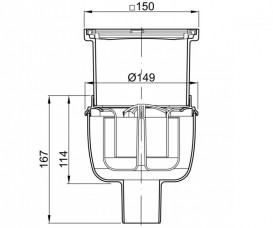 Сливной трап для душа ACO  Easy Flow 150х150 мм вертикальный выпуск серый/черный 2500.55.77