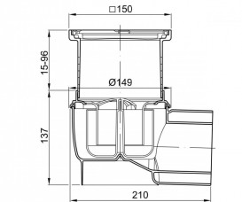 Зливний трап для душу ACO Easy Flow 150х150 мм горизонтальний випуск сірий / чорний 2700.05.77