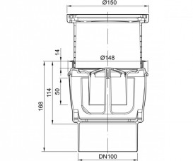 Зливний трап для душу ACO Easy Flow 150х150 мм горизонтальний випуск сірий / чорний 2810.55.77