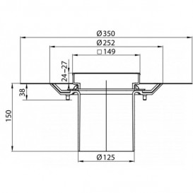 Сливной трап для душа Aco ShowerPoint верхняя часть 149х149 с фланцем пластик 5141.37.00