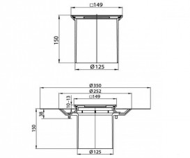 Сливной трап для душа ACO ShowerPoint верхняя часть 149х149 без фланца с решеткой из нержавеющей стали пластик 5141.22.00