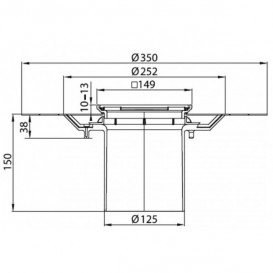 Сливной трап для душа ACO ShowerPoint верхняя часть 149х149 с фланцем с решеткой из нержавеющей стали пластик 5141.29.00