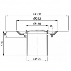 Сливной трап для душа ACO ShowerPoint верхняя часть d136 мм с фланцем с круглой решеткой пластик 5141.32.00