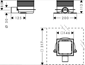Сливной трап для душа Hansgrohe RainDrain Spot Plus 150х150 матовая нержавеющая сталь 56225800