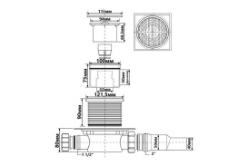Сливной трап для душа McAlpine 40/50 мм с решеткой 115х115 мм нержавеющая сталь HCFG3