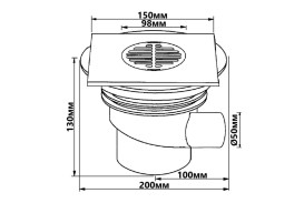 Сливной трап для душа McAlpine 50 мм с решеткой 150х150 мм нержавеющая сталь TSG1T6SS-50P