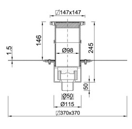 Зливний трап для душу Styron із решіткою 147х147 мм нержавіюча сталь STY-600-112-52