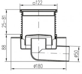 Зливний трап з гідрозатворів MCH з горизонтальним випуском DN 50 білий 425 L
