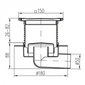 Зливний трап з гідрозатворів MCH з горизонтальним випуском DN 50 білий 445 L