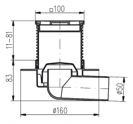 Зливний трап з гідрозатворів MCH з горизонтальним випуском DN 50 білий F 411 L