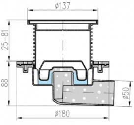 Сливной трап с сухим сифоном MCH Neptun с горизонтальным выпуском DN 50 нержавеющая сталь 425 XL