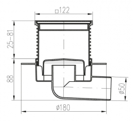 Сливной трап с сухим сифоном MCH Neptun с горизонтальным выпуском DN 50 нержавеющая сталь 425 NXL