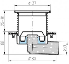 Зливний трап з сухим сифоном MCH Neptun з горизонтальним випуском DN 50 нержавіюча сталь 445 XL