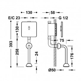 Зливний пристрій для пісуара Tres Electronic вбудована електронна нержавіюча сталь 01220702