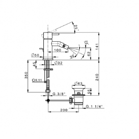 Смеситель для биде Devit Art однорычажный латунь черный матовый с донным клапаном 15016140B
