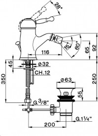 Смеситель для биде Devit Charlestone однорычажный хром с донным клапаном CN60055037