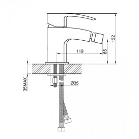 Смеситель для биде Devit Country однорычажный хром с донным клапаном 46177125P