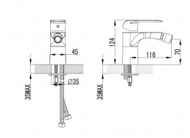 Змішувач для біде Devit Iven одноважільний хром з донним клапаном 43116141