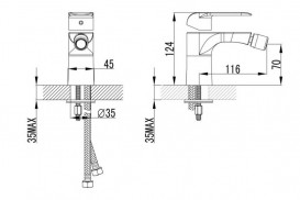 Змішувач для біде Devit Iven одноважільний білий/хром з донним клапаном 43116141W