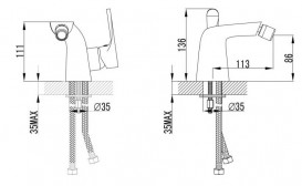 Смеситель для биде Devit Optima однорычажный хром с донным клапаном 44316130