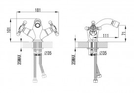 Смеситель для биде Devit Retro двухвентильный латунь хром с донным клапаном 43616127