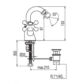 Змішувач для біде двухвенільний Tres Clasic-Tres врізний бронза 137120