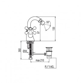 Смеситель для биде двухвентильный Tres Clasic-Tres врезной хром 137120