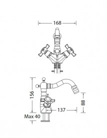 Змішувач для біде Eurorama Orientes двухвентильний латунь хром 454BORGB С