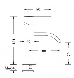 Смеситель для биде Eurorama Sound Fin с донным клапаном хром 126359Q