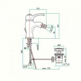 Смеситель для биде Fiore Jafar однорычажный бронза 47ZZ5321