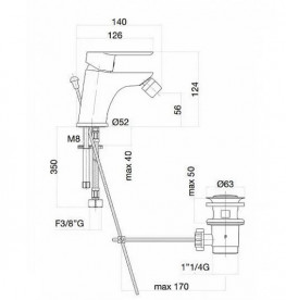 Смеситель для биде Fiore Kevon однорычажный с донным клапаном черный матовый 81NN813001
