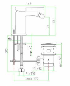 Смеситель для биде Fiore Kube однорычажный чёрный матовый 100NN8535
