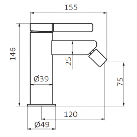Смеситель для биде GRB Axis однорычажный нержавеющая сталь 74710743