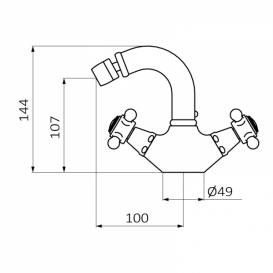 Смеситель для биде GRB Classique 1866 двухвентильный с донным клапаном хром 217190