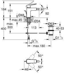 Смеситель для биде Grohe Dice однорычажный с донным клапаном черный матовый 1018772430