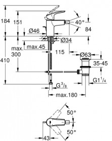 Змішувач для біде Grohe Eurosmart одноважільний із донним клапаном чорний матовий 329292433
