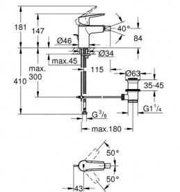 Смеситель для биде Grohe QuickFix Start однорычажный с донным клапаном хром 32560002