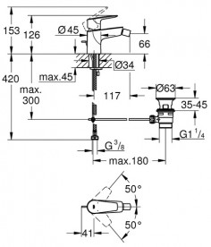 Смеситель для биде Grohe QuickFix StartEdge однорычажный с донным клапаном хром 23345001